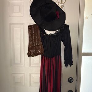 Black and Red Pirate Costume with Hat